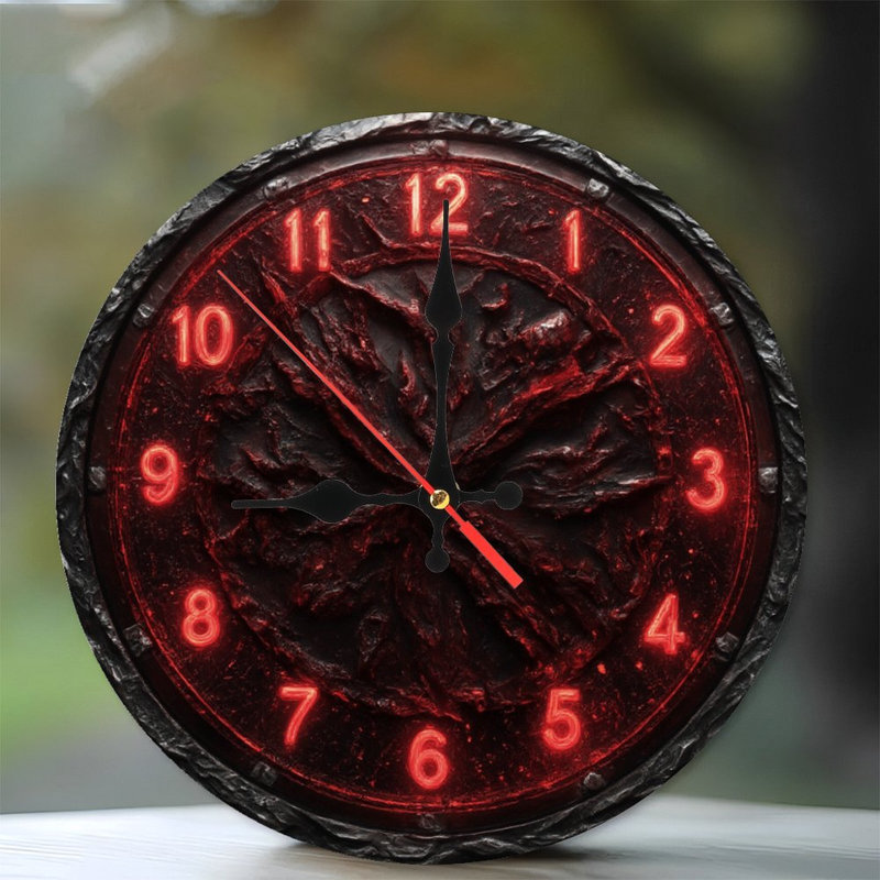Horloge organique rougeoyante rouge