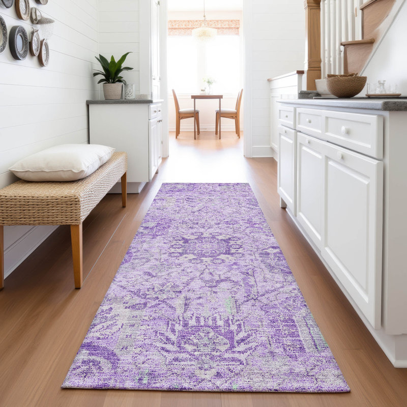 Premium Machine Washable Wayne AMF1102 Damask Rug, Runner 2'3" x 7'6"