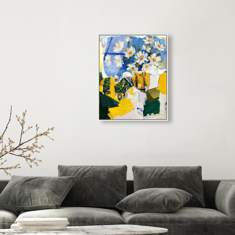 Sunshine And Flowers Print by Oliver Gal, 25"H x 31"W, White Floater Frame