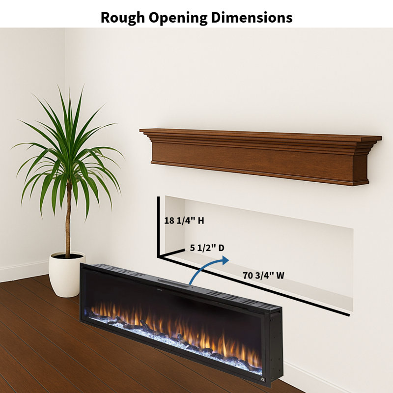 Sideline Elite Smart Electric Fireplace, 19.25" H x 71.75" W x 5.5" D