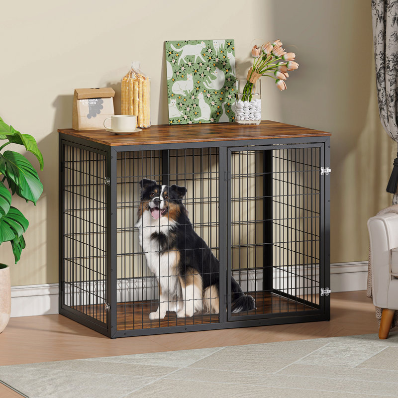 Cage pour chien avec cage à 3 portes, pour grands et moyens chiens, Noir