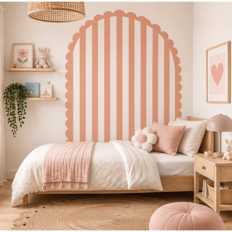Adhésif décoratif 52 po de large en terre cuite festonnée, hauteur de 70 po, 52" W x 70" H, Terracotta