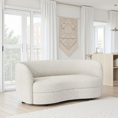 Srey Loveseat, 64 Inch, Modern Boucle, Curved Kidney Shape