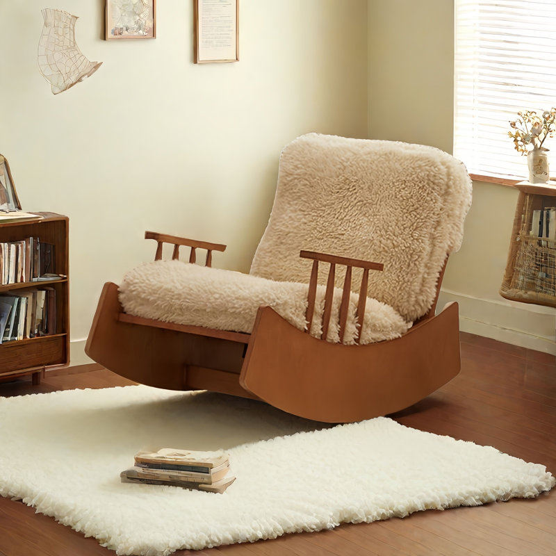 Modern Upholstered Solid Wood Rocking Chair
