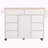 Store Kitchen Cart With Rubber Wood Countertop , Kitchen Island Has 8 Handle-Free Drawers Including A Flatware Organizer And 5 Wheels For Kitchen Dinning Room-1249464703