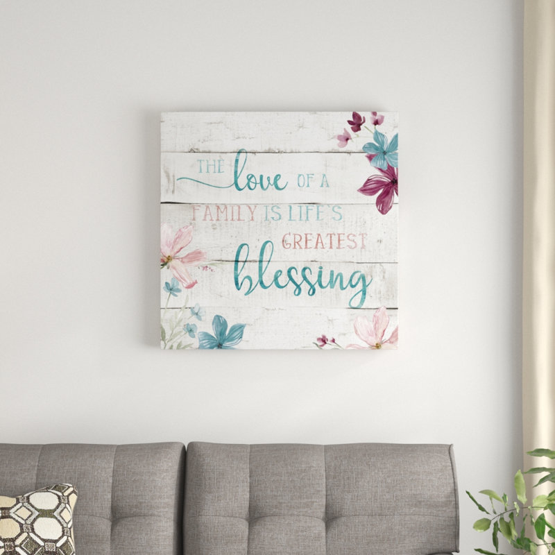 «Family Blessing», art textuel, H 28 po x l 28 po x P 1,5 po, Encadrement argenté