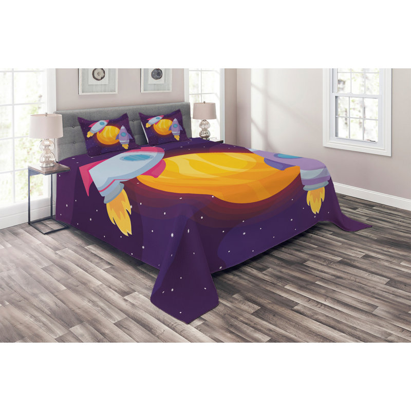 Vibrant Polyester Coverlet, King Bedspread + 2 Shams