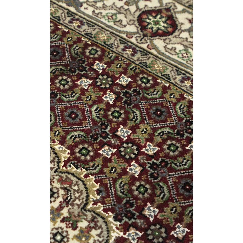 Hand-Knotted High-Quality Black and Cream Area Rug