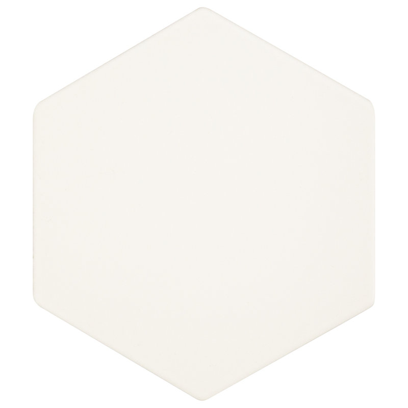 Geometric 6" x 7" Porcelain Patterned Floor Use Tile, White Matte