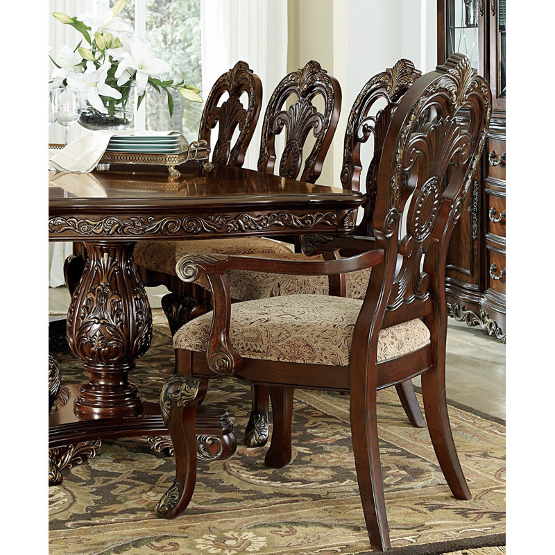 Ensemble de 2 fauteuils de style traditionnel avec garniture en tissu d'ameublement en bois doré