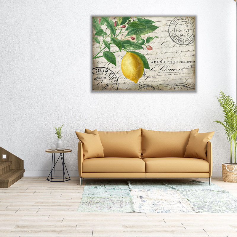 Rétro citron - reproduction d'art sur toile, H 12 po x l 16 po