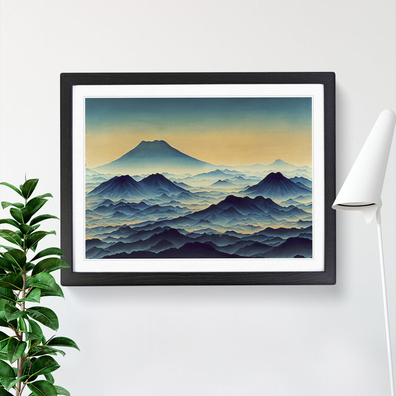 Japanese Mountain Sunrise - Single Picture Frame Print, Black, 34cm H x 46cm W x 2cm D