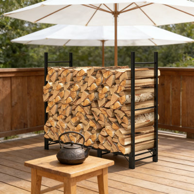 Heavy Duty Adjustable Firewood Rack For Indoor And Outdoor Use, Large Capacity Steel Log Holder With Elevated Design For Optimal Wood Storage And Organization