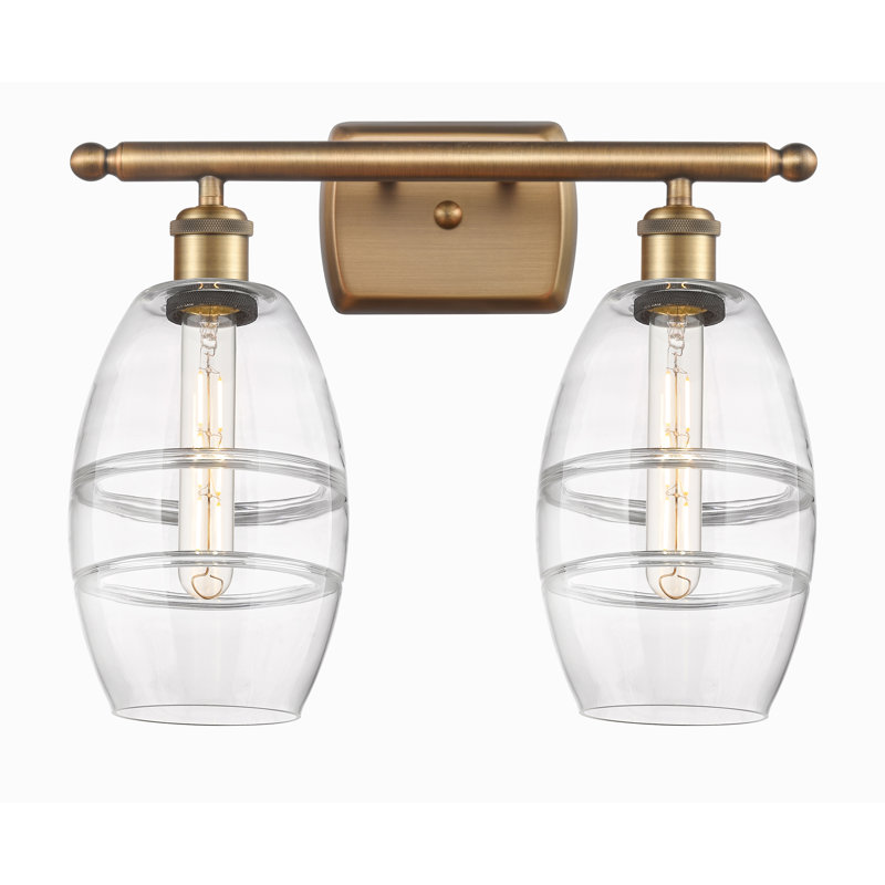 Éclairage pour meuble-lavabo à 2 lumières 16 po Ballston Bettylou, Transparent, Laiton brossé