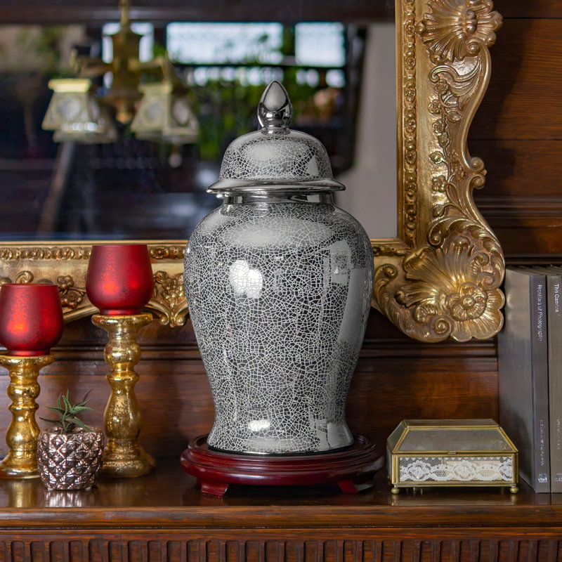 Timeless Chinese Temple Jar, Silver, 18"