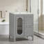 Meuble-lavabo gris 24 po avec lavabo Armoire avec deux tiroirs et une porte; Tablette réglable Bois massif et panneau de fibres à densité moyenne