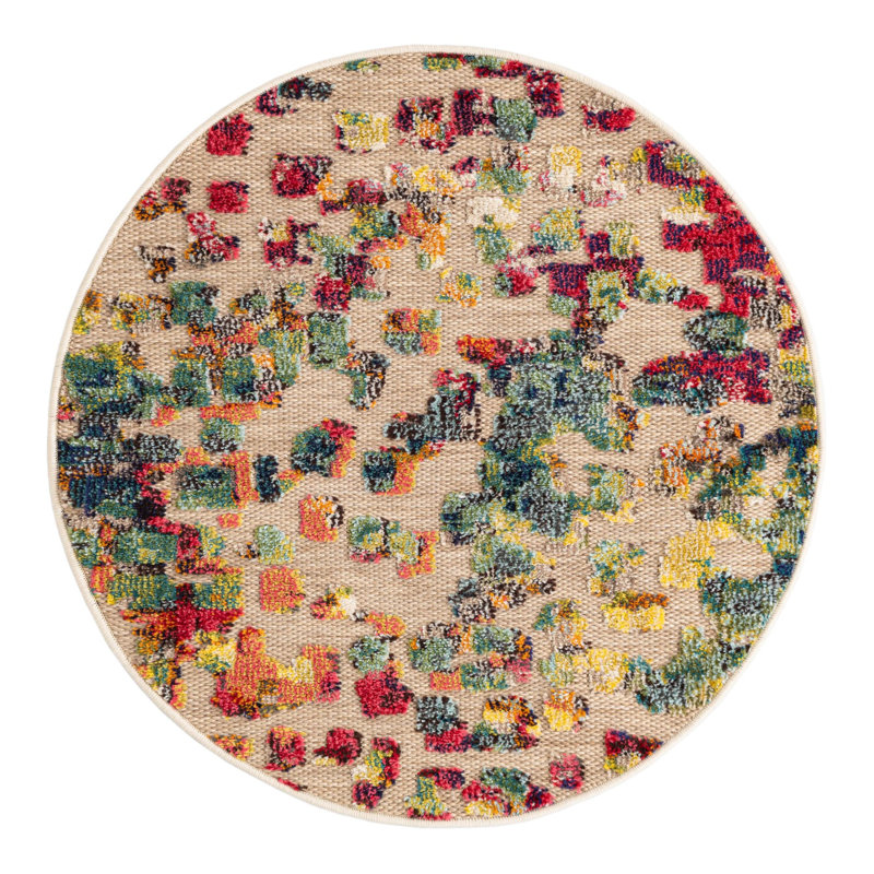 Wrought Studio Monica Marelda Indoor/Outdoor Area Rug, Round 3'1"