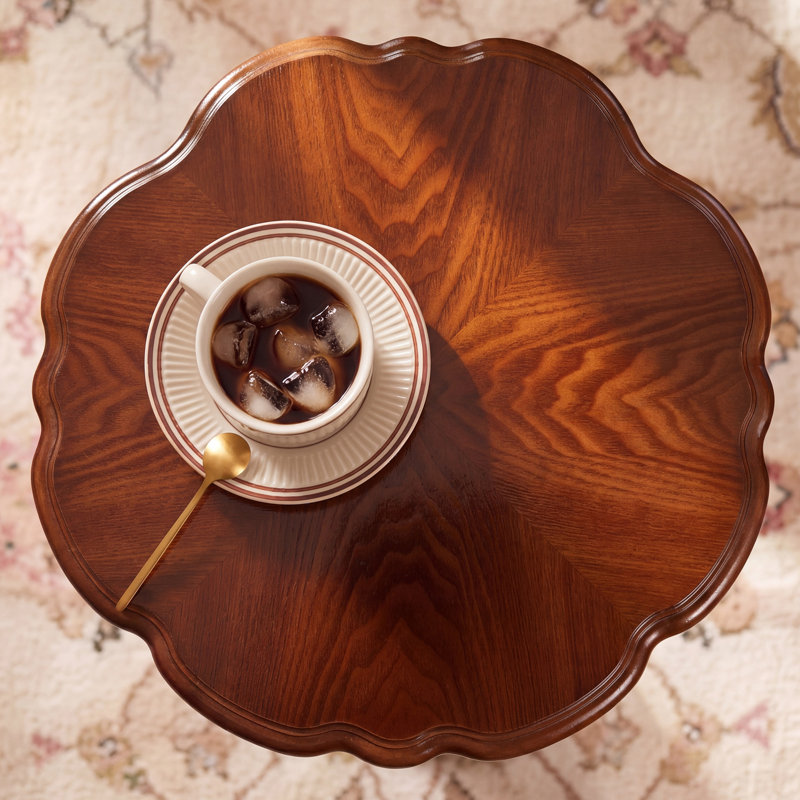 Table d'appoint ronde de 11,8 po avec pieds en bois massif, table d'appoint à piédestal moderne Mid-Century, petite table à boisson et table de chevet pour le salon, la chambre à coucher, noyer