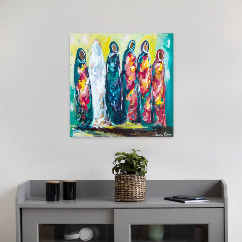 Le mariage, art contemporain abstrait, 18" H x 18" W