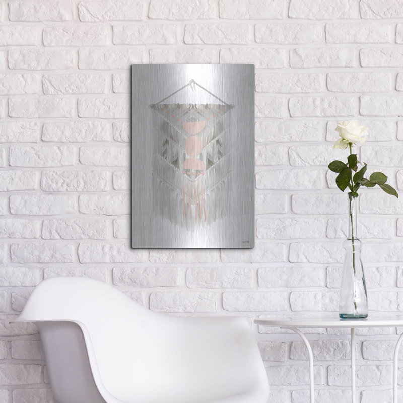 Dakota Fields «Pink Bohemian Macrame» par House Fenway, art mural en métal, H 24 po x l 16 po
