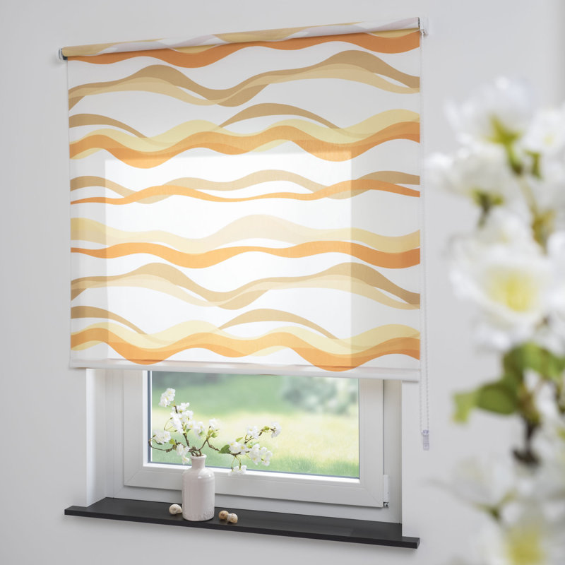 Wellen Semi Sheer Roller shade, 180cm L x 82cm W, Red/Orange/Cream