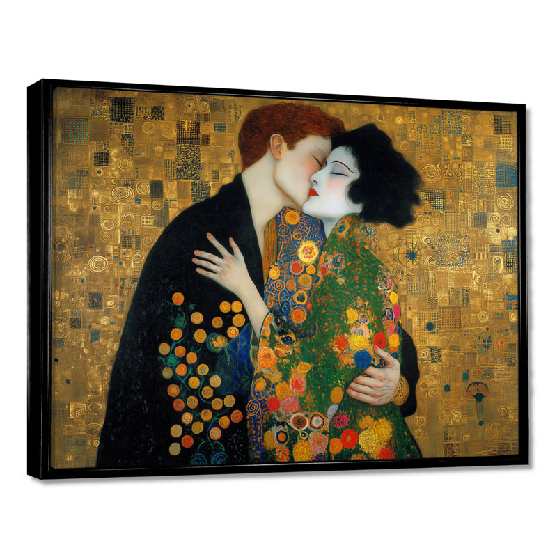 Impression intime sur toile, "Couple intime", H 12 po x l 20 po, Cadre flottant, Noir
