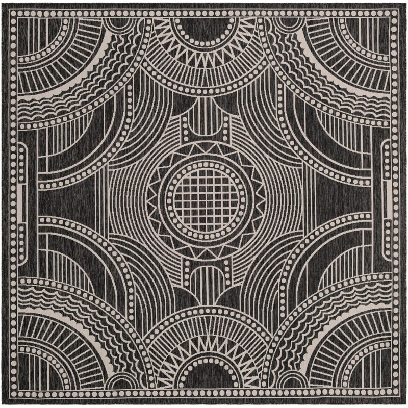 Tapis noir et blanc Aucun, Carré 10 pi