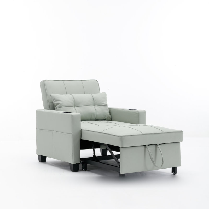 Canapé-lit moderne convertible 3-en-1 avec ports USB, résistant à l'usure et anti-rayures, Vert