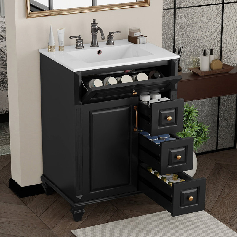 Meuble-lavabo 24 po avec lavabo, Noir