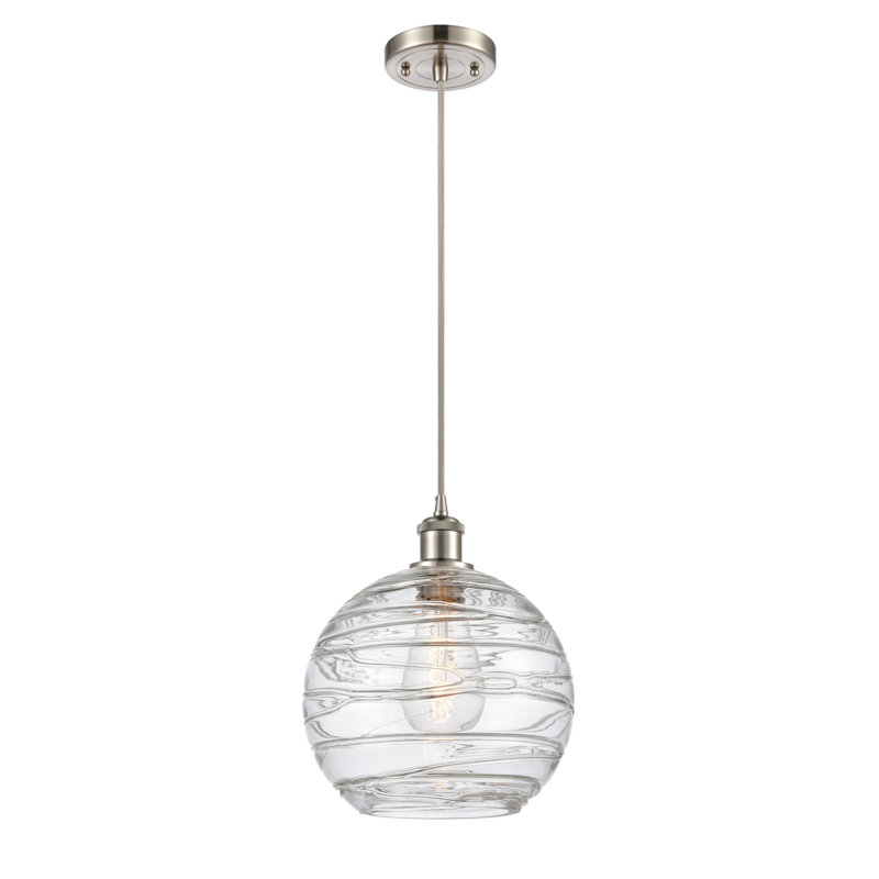 Mullins 1-Light Single Pendant, Brushed Satin Nickel, 3.5 Watt Vintage LED Bulb, 133.75 " H x 10" W x 10" D