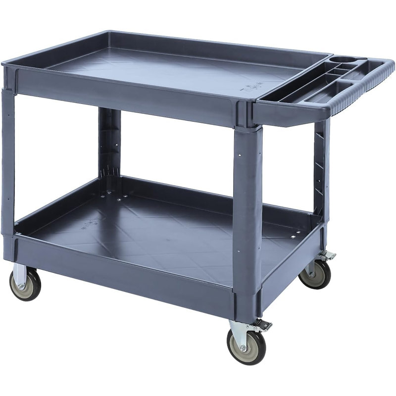 Chariot utilitaire robuste de 500 lb avec poignée de rangement, Gris