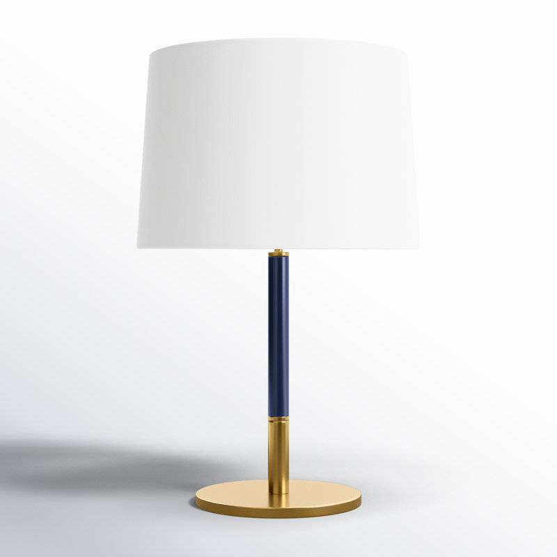 Malena Emilia Table Lamp, Burnished Brass Navy