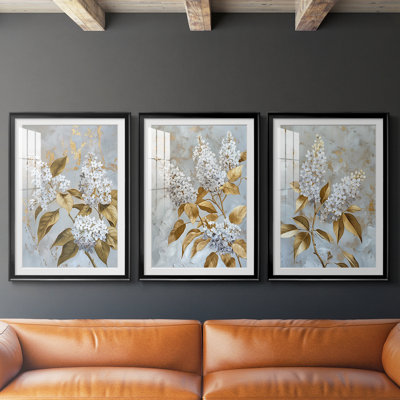 FLORAL Series CCLXII  -Custom Framed  Premium Print W Matt - 3 Pieces