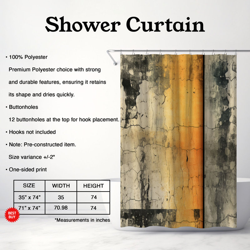 Rideau de douche Grunge Rainbow - Premium, L 71 po x L 74 po