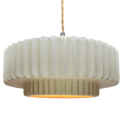Luminaire suspendu tambour en céramique et en métal 1 lumière Gela