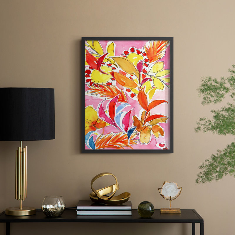 Manic Botanical I, reproduction encadrée - bois massif, Noir, H 15 po x l 12 po
