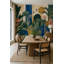 Fresque murale botanique tropicale Art Déco Jungle avec des oiseaux exotiques-1946896712-1946896726