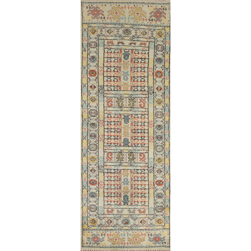 Tapis de couloir indien à motif géométrique 3x8