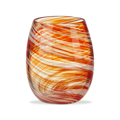 Swirl Stemless Wine Glass Orange