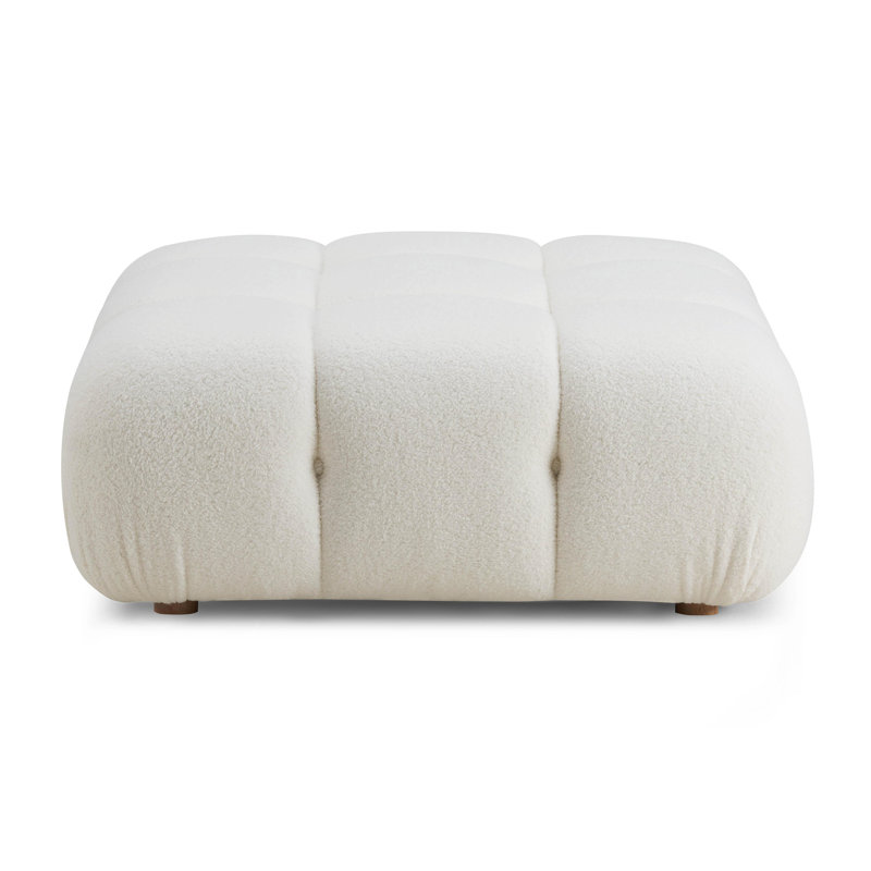 Repose-pieds cocktail carré touffeté de 39,4 po de largeur Cicerone, Crème, crème