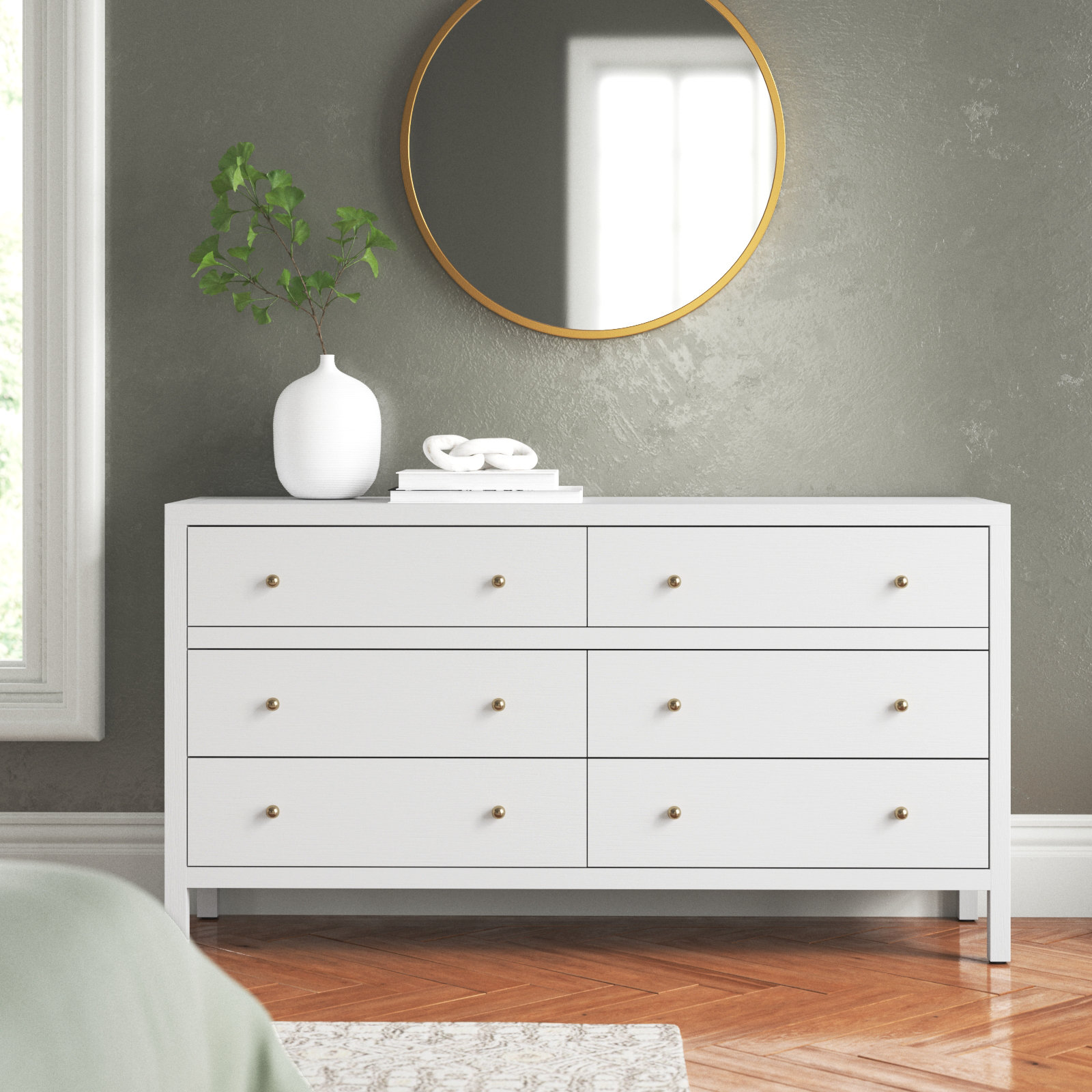 Celine 60" Acacia Double Dresser, Textured White