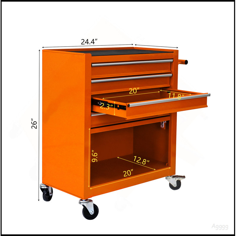 Chariot à outils multifonctionnel avec 4 roulettes - Orange, Orange