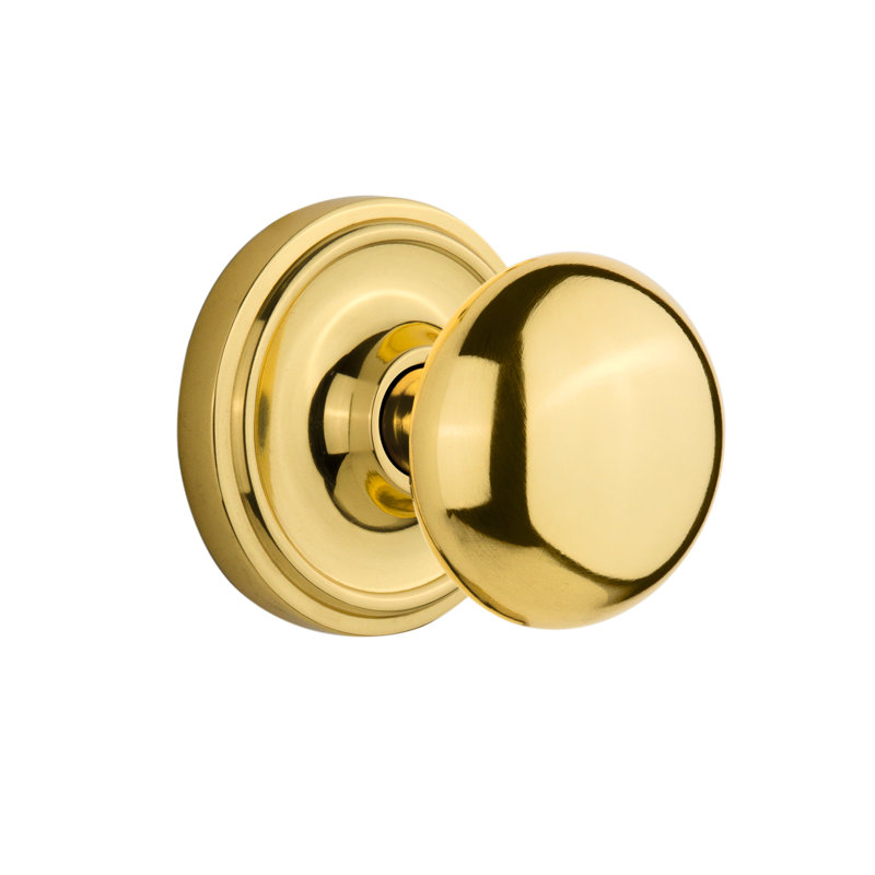 Rosette classique avec bouton de porte New York, Laiton non laqué