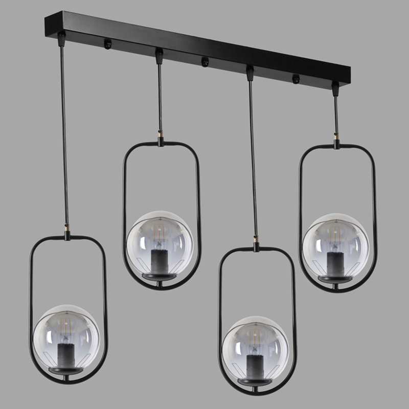 Lustre industriel scandinave, métal noir, 25,6 po x 7,1 po | Hauteur ajustable, peinture séchée au four, revêtement dégringolé | Douille E27, 40 W maximum | Parfait pour les salles à manger et les espaces de vie modernes, solution d'éclairage élégante