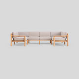 Haven 8-Piece U-Shaped Teak Outdoor Sectional with Sunbrella Cushions and Wooden Armrest