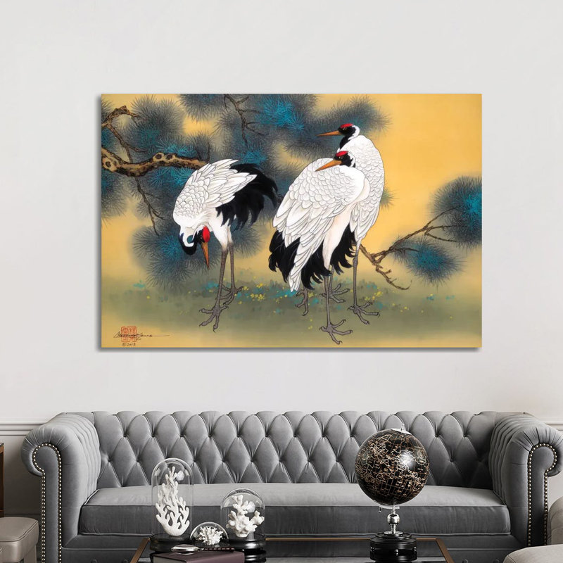 Morning Cranes - Painting on Canvas, Wrapped Canvas, 152.5 cm H x 101.5 cm W x 3.175 cm D