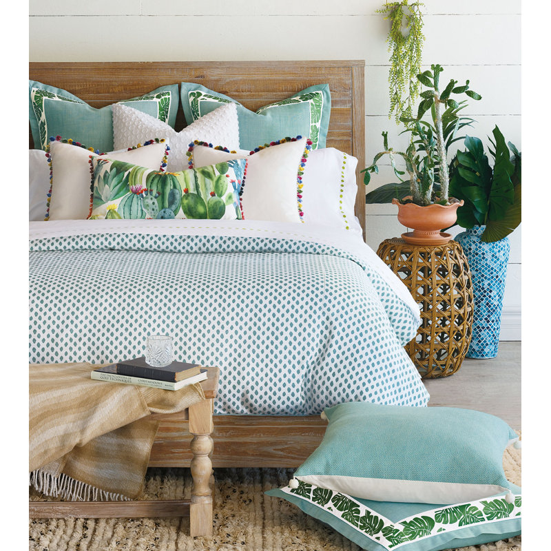 St. Barths Coastal Cotton Blend Baffle Box Stitch Geometric Shapes Comforter, Queen Comforter