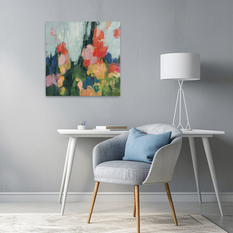 Jardin abstrait I, art floral abstrait, H 24 po x l 24 po