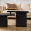 Ensemble de tables basses carrées 2P Vintage - Finition grain de bois - Noir