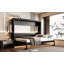 Grand lit escamotable pliant latéral de taille grand avec motif imprimé tendance, éclairage DEL sous le lit et prise USB intégrée - Design peu encombrant - noir-129472909-129472911